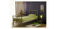 Lit PAXOS 90x200 cm en métal coloris gris argenté avec sommier.