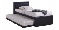Lit avec tiroir-lit RODAN 90x200 cm en simili cuir coloris noir, sommier inclus.