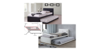 Lit avec tiroir-lit RODAN 90x200 cm en simili cuir coloris blanc, sommier inclus.