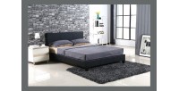 Lit design noir ABEL 140x200 cm deux places,Simili cuir, coloris noir, avec sommier.