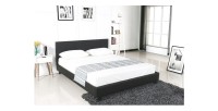 Lit design noir ABEL 140x200 cm deux places,Simili cuir, coloris noir, avec sommier.