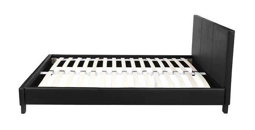 Lit design noir ABEL 140x200 cm deux places,Simili cuir, coloris noir, avec sommier.