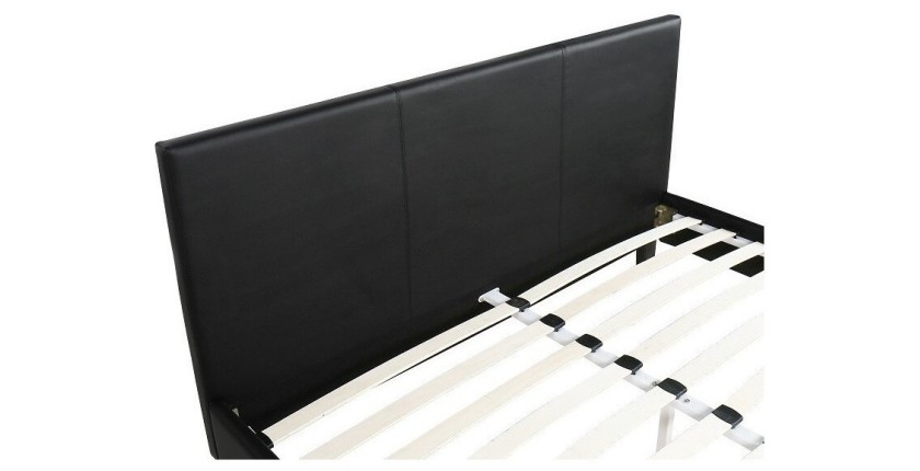 Lit design noir ABEL 140x200 cm deux places,Simili cuir, coloris noir, avec sommier.
