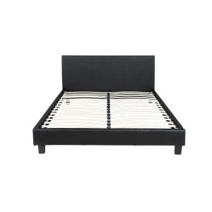 Lit design noir ABEL 140x200 cm deux places,Simili cuir, coloris noir, avec sommier.