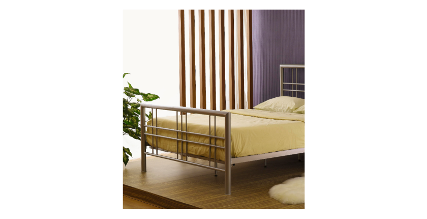 Lit PAXOS 160x200 cm en métal coloris gris argenté avec sommier.