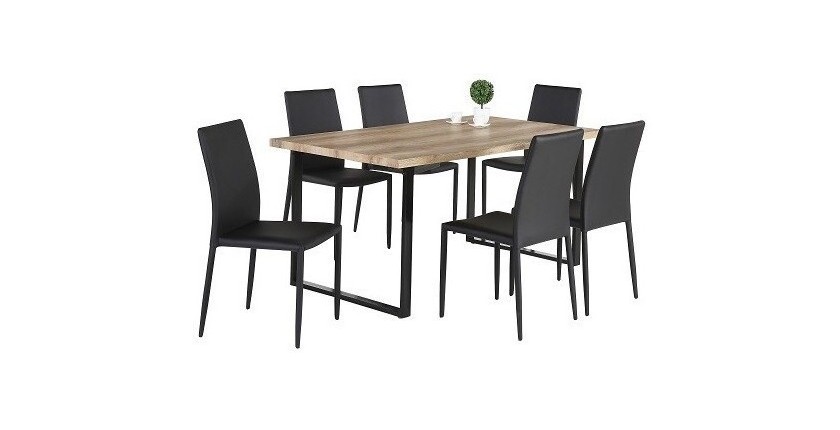 Table DAVID avec plateau en MDF et pieds en acier noir. Design type industriel pour votre intérieur