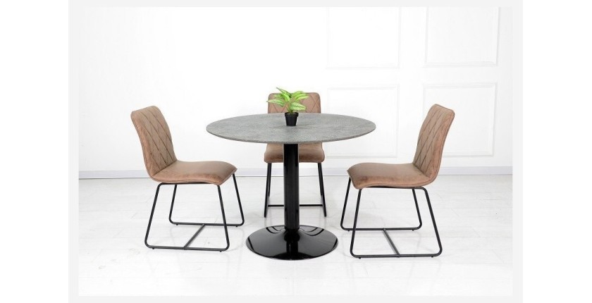Table ronde avec pied central JOSUA. Magnifique design pour votre cuisine ou votre salle à manger.