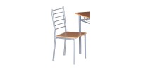 Table de cuisine et salle à manger + 4 chaises ANKARA coloris bois nature. Ensemble repas design métal et bois
