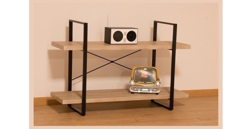 Étagère SHELVES type industrielle bois et métal 2 Niveaux.