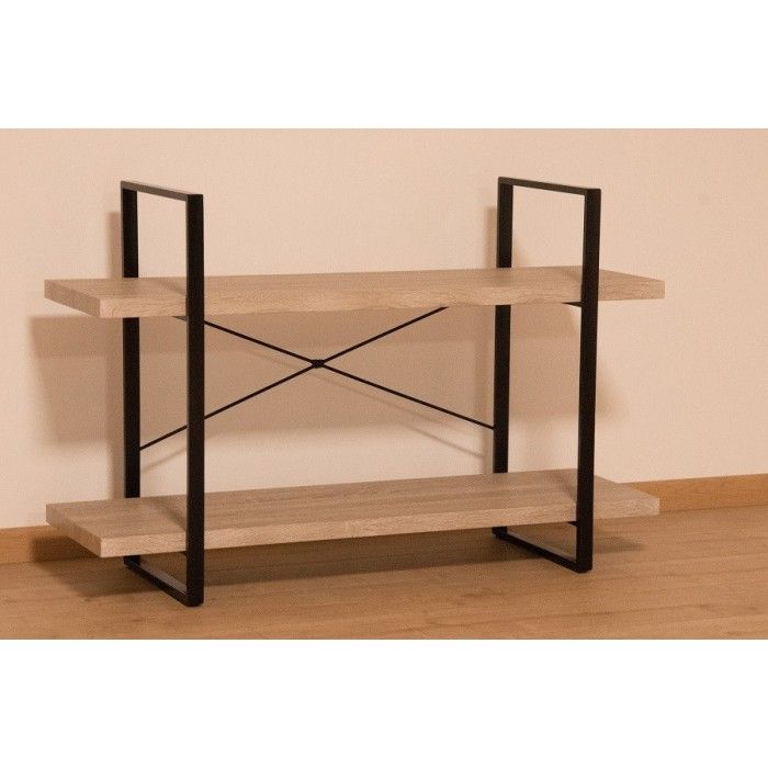 Étagère SHELVES type industrielle bois et métal 2 Niveaux.