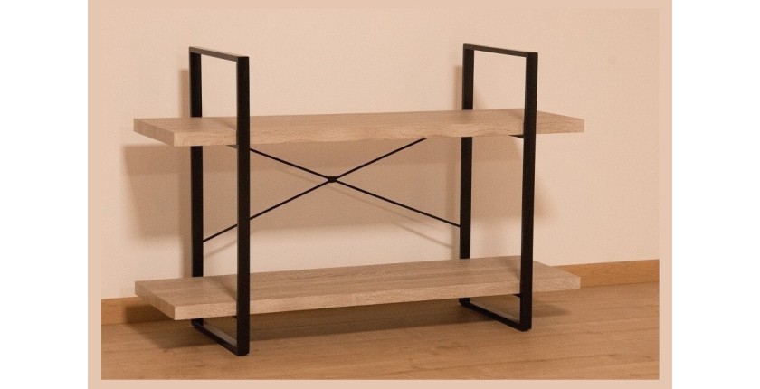 Étagère SHELVES type industrielle bois et métal 2 Niveaux.