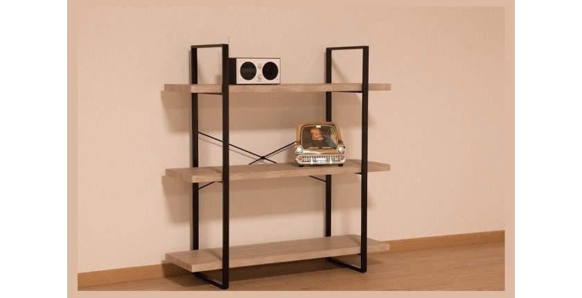 Étagère SHELVES type industrielle bois et métal 3 Niveaux.
