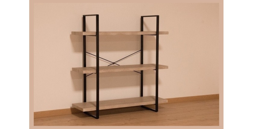 Étagère SHELVES type industrielle bois et métal 3 Niveaux.