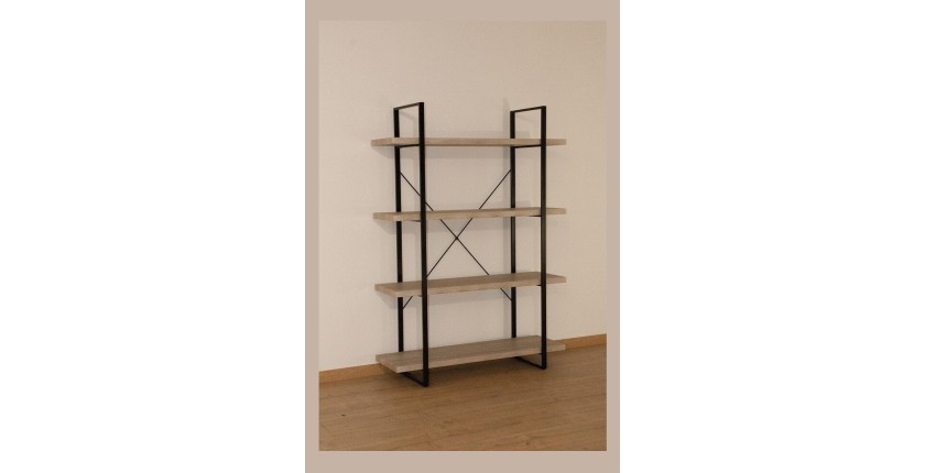 Étagère SHELVES type industrielle bois et métal 4 Niveaux.