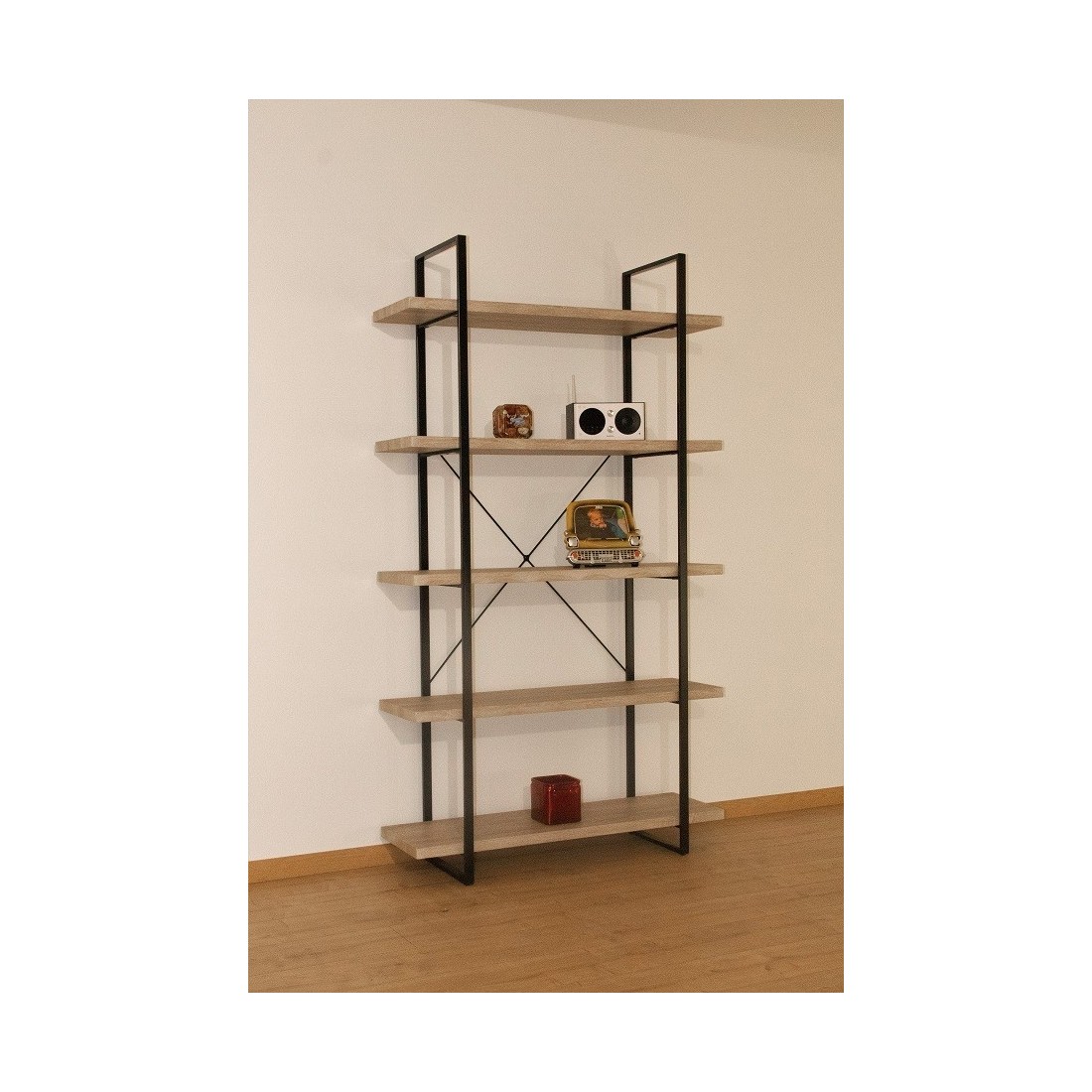 Étagère 5 Niveaux type industrielle bois et métal de la collection SHELVES.