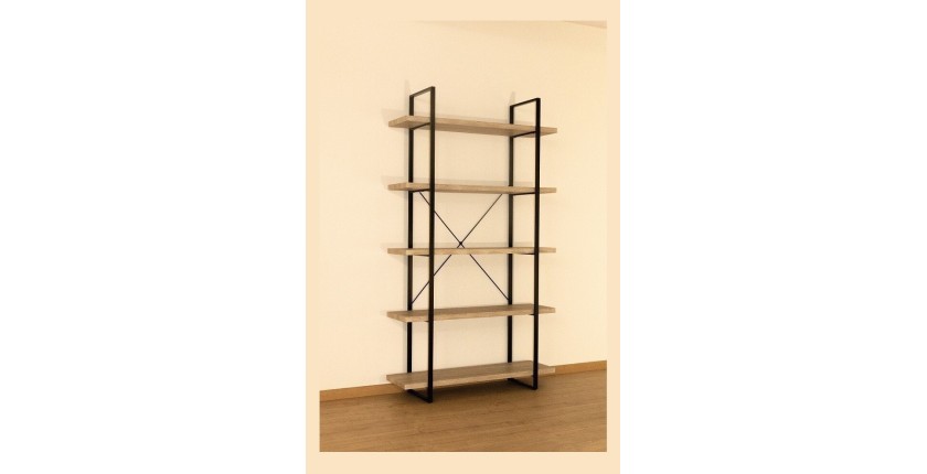 Étagère 5 Niveaux type industrielle bois et métal de la collection SHELVES.