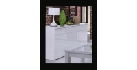 Buffet, bahut, enfilade 3 portes et 3 tiroirs FABIO + Miroir. Coloris blanc brillant. Meuble pour salon salle à manger