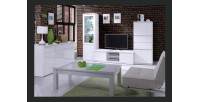 Buffet, bahut, enfilade 3 portes et 3 tiroirs FABIO + Miroir. Coloris blanc brillant. Meuble pour salon salle à manger