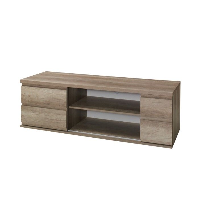 Ensemble ROMI pour salon coloris chêne dab canyon. Vitrine, meuble tv, table basse.
