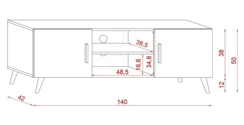 Ensemble EDEN pour votre salon. Meuble TV + table basse + commode. Coloris blanc.