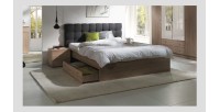 Ensemble pour chambre à coucher MAXIM. Lit adulte deux places 160x200 cm + tiroir + sommier + deux chevets