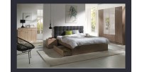 Ensemble pour chambre à coucher MAXIM. Lit adulte deux places 160x200 cm + tiroir + sommier + deux chevets + commode