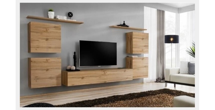 Ensemble meuble salon SWITCH IV design, coloris chêne Wotan.