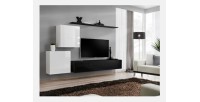 Ensemble meuble salon SWITCH V design, coloris noir et blanc brillant.