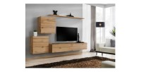 Ensemble meuble salon SWITCH V design, coloris chêne Wotan.