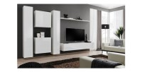 Ensemble meuble salon SWITCH VI design, coloris blanc brillant.