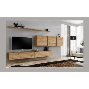 Ensemble meuble salon SWITCH VII design, coloris chêne Wotan.