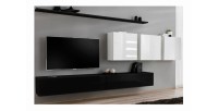 Ensemble meuble salon SWITCH VII design, coloris noir et blanc brillant.