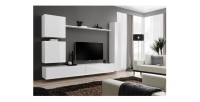 Ensemble meuble salon SWITCH VIII design, coloris blanc brillant.