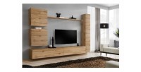 Ensemble meuble salon mural SWITCH VIII design, coloris chêne Wotan.