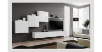 Ensemble meuble salon mural SWITCH X design, coloris blanc brillant.