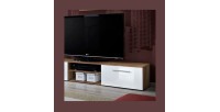 Meuble TV GALINO design, coloris prunier et blanc brillant. Meuble moderne et tendance pour votre salon.