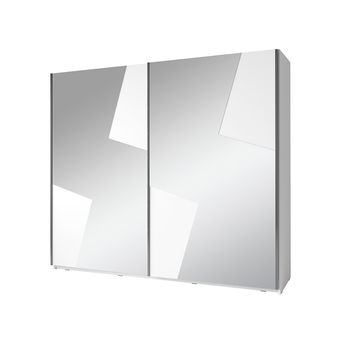 Armoire de la collection FULMO, 2 portes coulissantes, 2 mètres, coloris blanc et finitions gris béton.