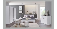 Ensemble design pour chambre à coucher COMO. Lit 160X200 cm avec sommier + tables de chevet + commode.