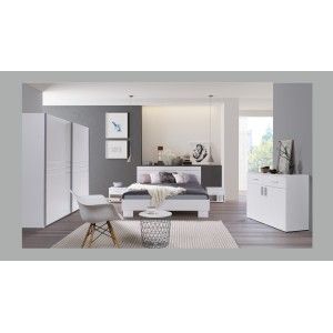 Ensemble design pour chambre à coucher COMO. Lit 160X200 cm avec sommier + tables de chevet.