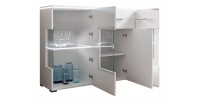 Buffet design KIELS 150 cm, 3 portes et 1 tiroir, coloris noir brillant + éclairage LED.