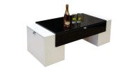 Table basse LUCK ultra design et modulable. Table basse noire et blanche avec une finition haute brillance