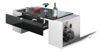 Table basse LUCK ultra design et modulable. Table basse noire et blanche avec une finition haute brillance