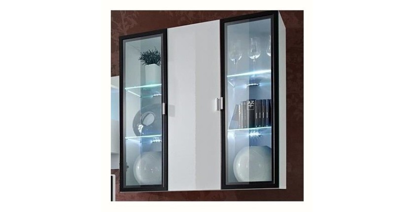 Ensemble meuble salon Quadro Blanc/Blanc laqué de haute brillance avec LED