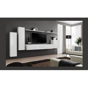 Ensemble de meubles salon collection SWITCH I design. Coloris blanc brillant.