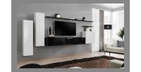 Ensemble de meubles de salon collection SWITCH I design, coloris blanc et noir brillant.