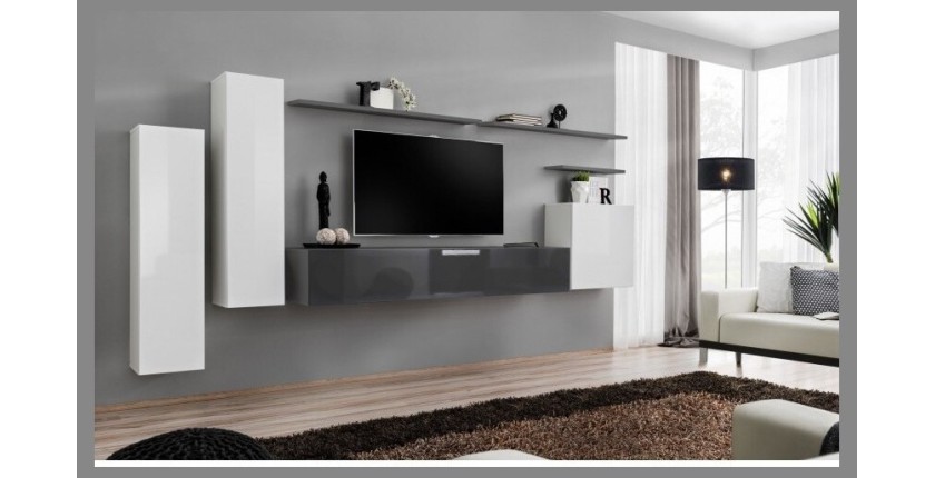 Ensemble de meubles de salon collection SWITCH I design, coloris blanc et gris brillant.