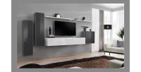 Ensemble de meubles de salon collection SWITCH I design, coloris gris et blanc brillant.