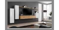 Ensemble de meubles de salon collection SWITCH I design, coloris blanc brillant et chêne Wotan.