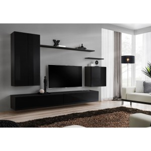 Ensemble de meubles de salon collection SWITCH II design, coloris noir brillant.