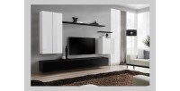 Ensemble meuble salon collection SWITCH II design, coloris blanc et noir brillant.